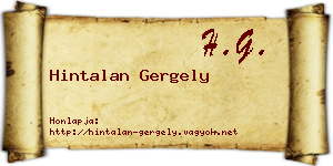 Hintalan Gergely névjegykártya